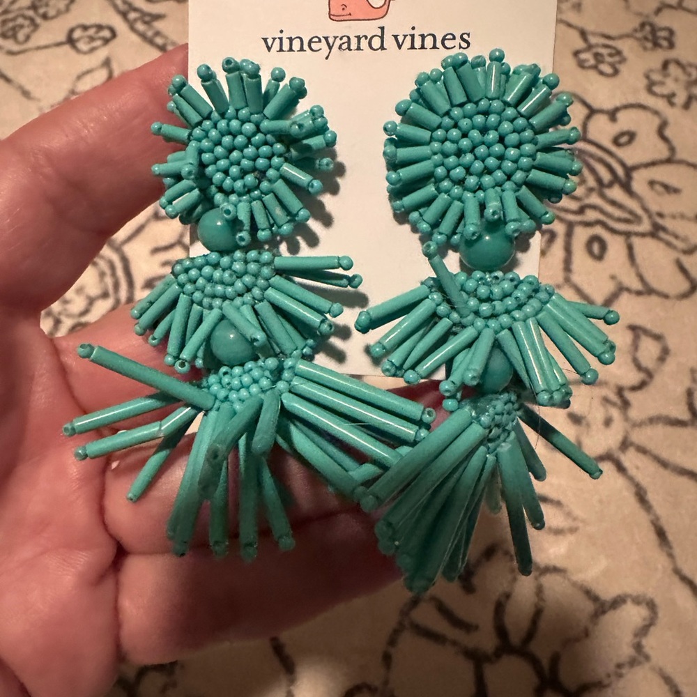 Vineyard Vines Turquoise Tiered Beaded Drop Earrings